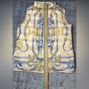 J. McLaughlin Vest Women’s L ivory Sky Blue Breck Down Puffer Reversible Comfort
